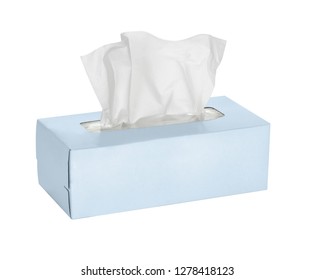 Blue Tissue Box Isolated On White Background - Image