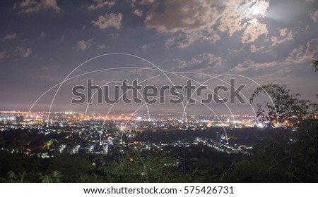 Similar – Foto Bild Die Skyline von Rio de Janeiro bei Nacht. Vom Aussichtspunkt des Zuckerhuts aus.