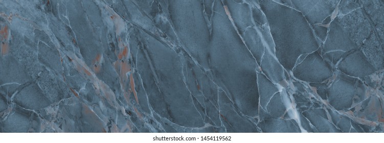 Blue Tone Marble Texture Background, Curly Red Deep Veins, Natural High-Gloss Marble for Interior-Exterior Home Decoration and Ceramic Tile Surface.