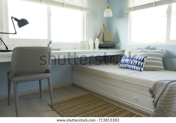 Blue Tone Working Room Sofabed Corner Stock Image Download Now