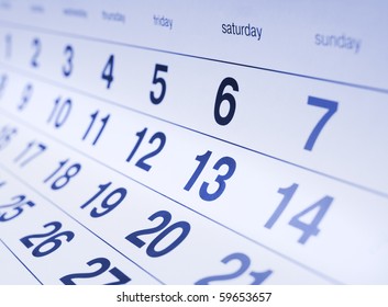 Blue Toned Calendar Page
