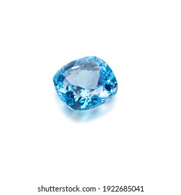 Blue Topaz Gemstone On White  Background