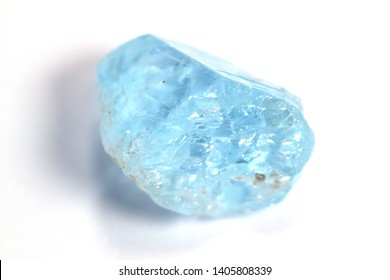 Blue Topaz Mineral Specimen On White Background