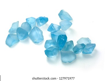 Blue Topaz Rocks Isolated On White Background