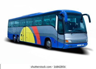 Blue Tour Bus Isolated