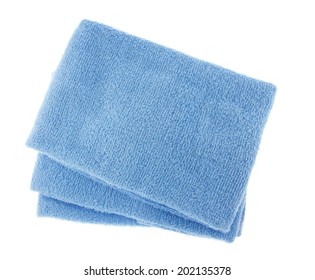 Blue Towel Isolated On White Background,top View