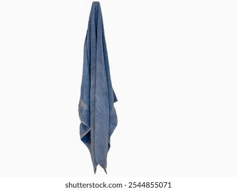 blue towel: on a towel hook a against on white background - Powered by Shutterstock