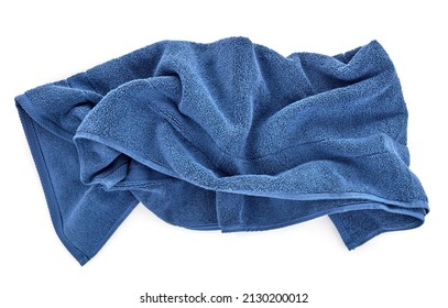 Blue towel on white background
