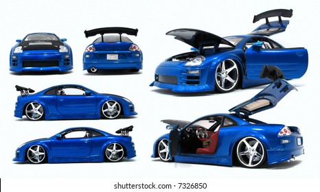 Blue Toy Car in Different Angles
