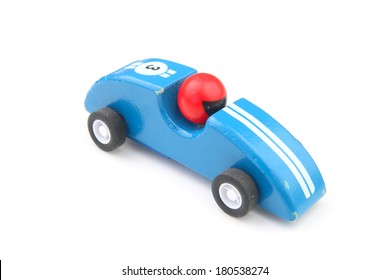 Blue Toy Race Car Isolated On White