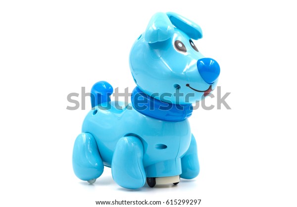 blue and white robot dog