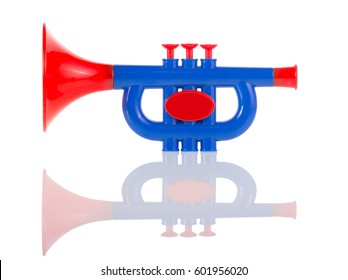 blue toy trumpet