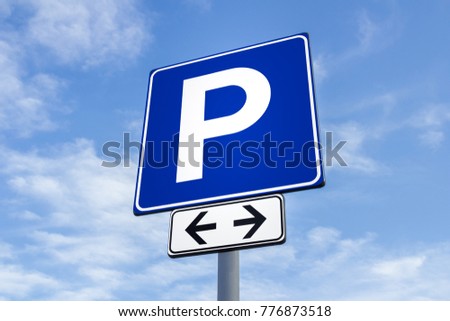 Blue transit signal with a parking icon