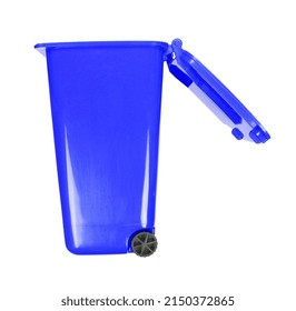 Blue Trash Bin.rubbish Bin Isolated On White Background