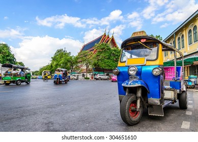 Blue Tuk Tuk, Thai traditional taxi in Bangkok Thailand. - Shutterstock ID 304651610