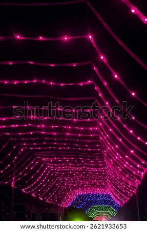 Blue Tunnel on Christmas Day, Tunnel of Lights, Christmas Decorations, Rainbow LED Tumblr Light Tunnel, Rainbow Color Lights, Christmas Celebration