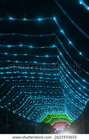 Blue Tunnel on Christmas Day, Tunnel of Lights, Christmas Decorations, Rainbow LED Tumblr Light Tunnel, Rainbow Color Lights, Christmas Celebration