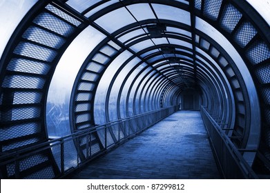 Blue Tunnel, Vanishing Point, Technology Abstract