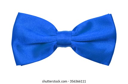 Blue Tuxedo Bowtie Isolated On A White Background.