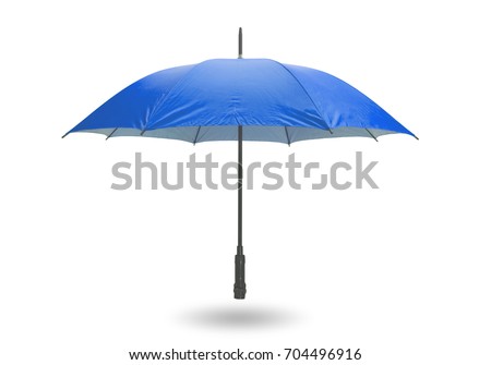 Blue umbrella isolated on white background with clipping path.