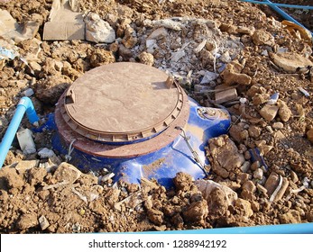 Blue Underground Waste Water Tank: Waste Water From Households Or Various Establishments Will Pass Through PVC Pipes Into The Waste Water Tank For Treatment Before Releasing Water, Sewage Pond 