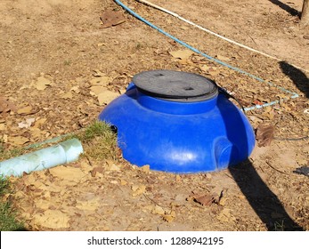 Blue Underground Waste Water Tank: Waste Water From Households Or Various Establishments Will Pass Through PVC Pipes Into The Waste Water Tank For Treatment Before Releasing Water, Sewage Pond 