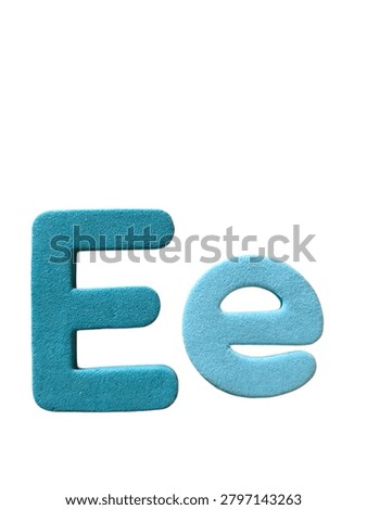 Blue uppercase and lowercase E letter icons on white background, abstract modern typography design concept.