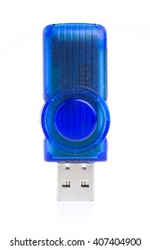 Blue USB Memory Stick Isolated On White Background