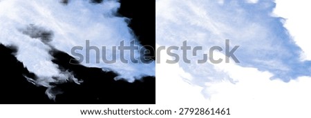 Blue vapour cloud effect isolated on split black and white backdrop conceptual design resource for digital artwork texture and atmospheric ethereal creative overlay