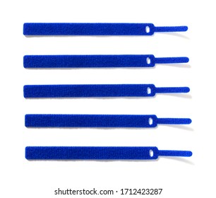 Blue Velcro Cable Ties On White Background