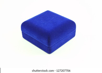 Blue Velvet Box On White Background