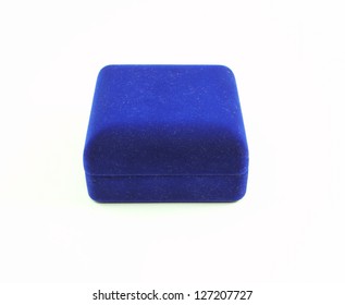 Blue Velvet Box On White Background