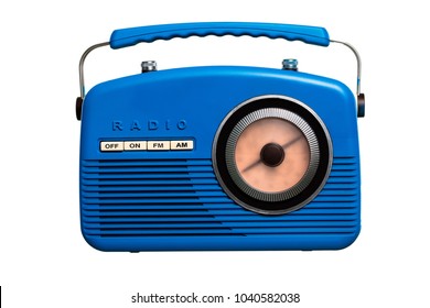 Blue Vintage Radio Isolated