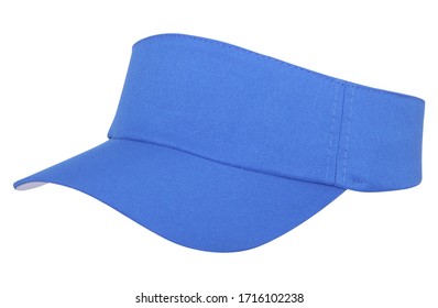 Blue visor, in lateral position on a white background, isolated