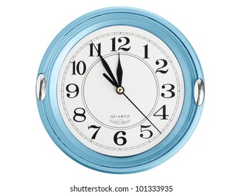 Blue Wall Clock Isolated On White Background