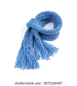 Blue warm scarf on a white background - Shutterstock ID 2072169347