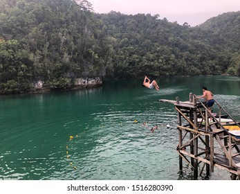 Blue Water Backflip. Sugba Lagoon, Siargao, Philippines