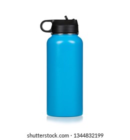 Blue Water Bottle Isolated On White Background