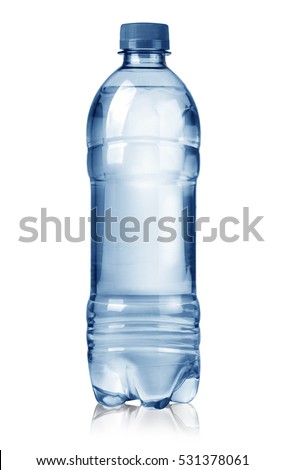 blue   water bottles isolated on white background