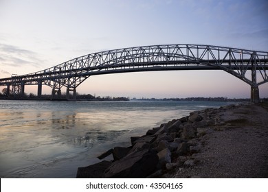 Blue Water Bridge - Border Between USA And Canada. Port Huron, Michigan.