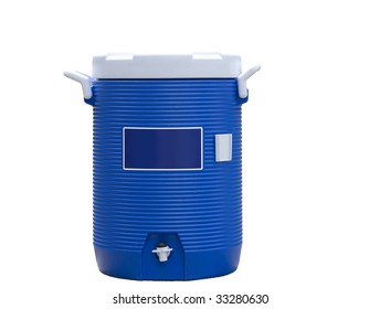 Blue Water Cooler Isolated On White