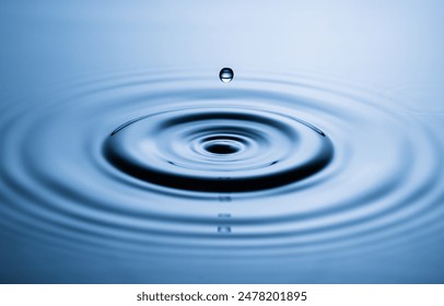 Blue Water drop falling, macro splash. Natural background. - Powered by Shutterstock