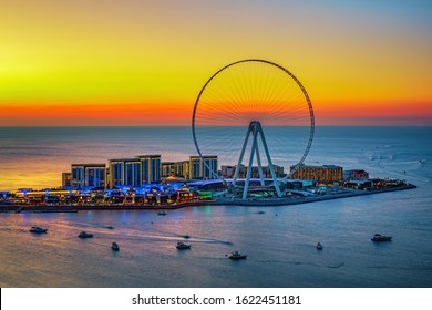 Blue Water Island Dubai Sunset Overview, United Arab Emirates