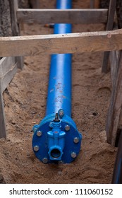 Blue Water Pipeline At The Excavation