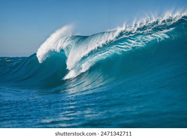 Blue water with ripples on the surface. Defocus blurred transparent blue colored clear calm water surface texture with splashes and bubbles. Water waves with shining pattern texture background - Powered by Shutterstock