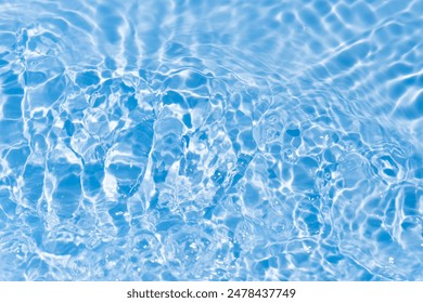 Blue water with ripples on the surface. Defocus blurred transparent blue colored clear calm water surface texture with splashes and bubbles. Water waves with shining pattern texture background. - Powered by Shutterstock