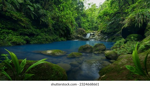 Blue water river in Costa Rica - Powered by Shutterstock