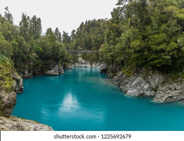 Blue water and rocks of the Hokitika Gorge Scenic Reserve, West coast, South Island New Zealand