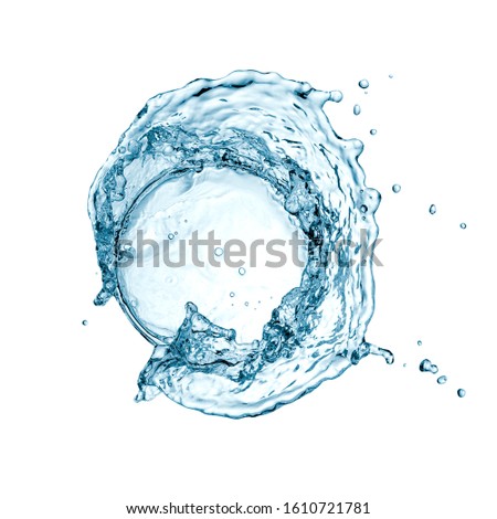 Blue water round swirl splash, top view