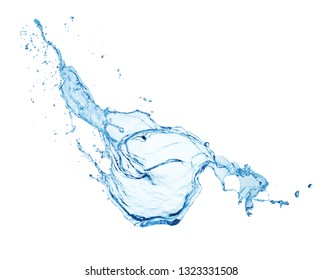 salpicaduras de agua azul aisladas sobre fondo blanco